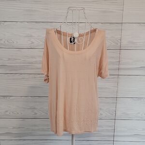 Bobeau Soft Peach Short Sleeve Top Womens Size S